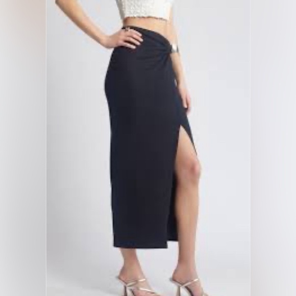 NWT Open Edit Twist Front Black Maxi Skirt from Nordstrom size XL - Picture 2 of 8